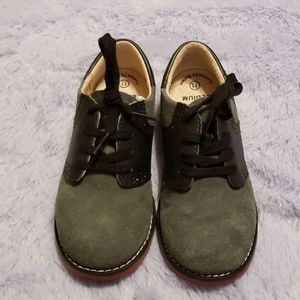 Footmates boys Connor suede & leather saddle shoe